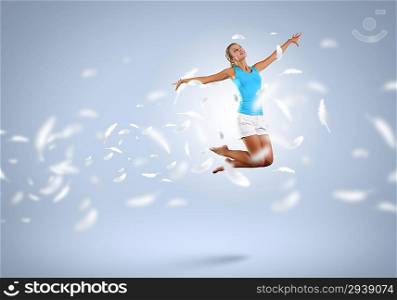 Young girl floating