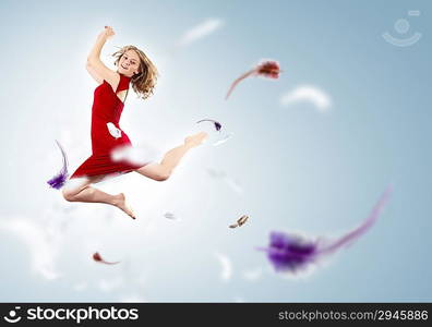 Young girl floating