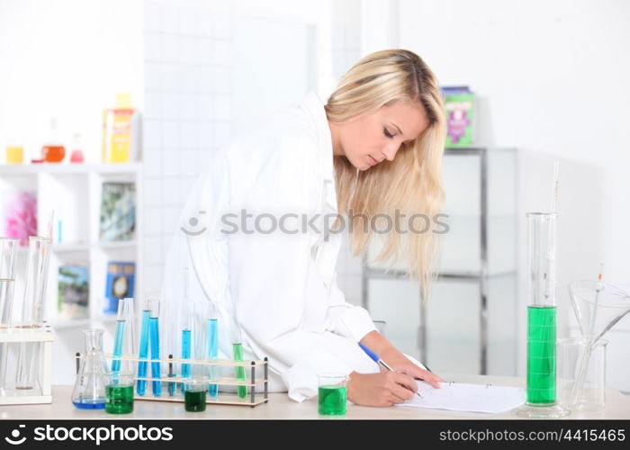 young girl in a lab