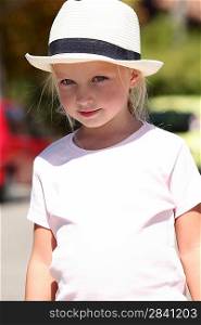 Young girl in a panama hat