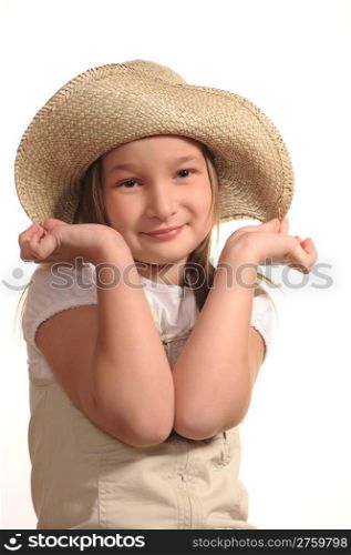 Young girl in a straw hat