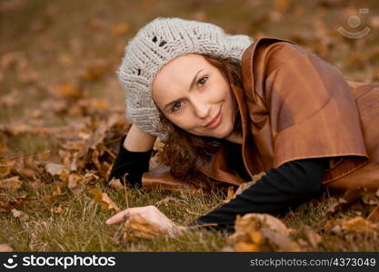 young girl in autumn park. girl in autumn park