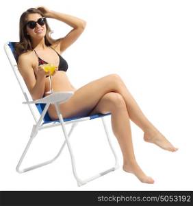 Young girl in bikini isolated