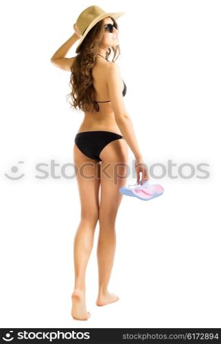 Young girl in bikini isolated