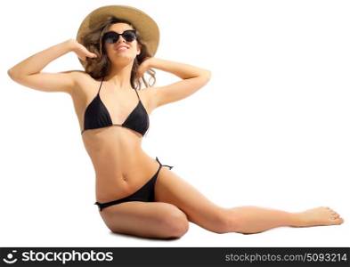 Young girl in bikini isolated. Young girl in bikini