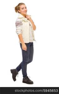 Young girl in jeans isolated
