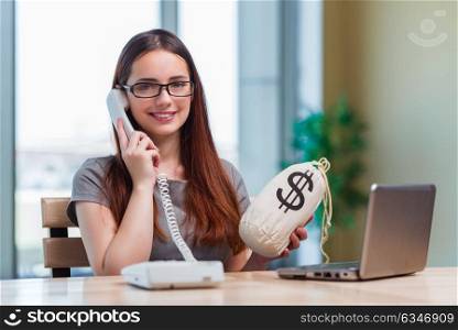 Young girl in online business concept