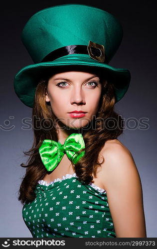 Young girl in saint patrick celebration concept