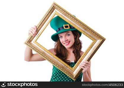 Young girl in saint patrick celebration concept
