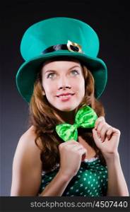 Young girl in saint patrick celebration concept