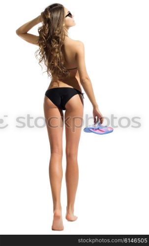 Young girl in swimsuite isolated