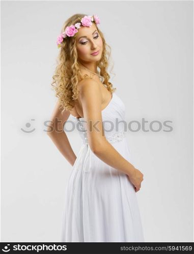 Young girl in wedding dress