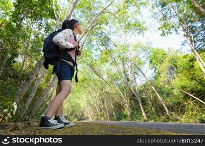 Young girl looking natural on the hiking trails