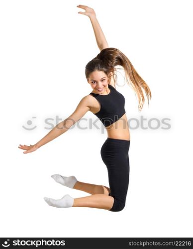 Young girl modern dancer isolated