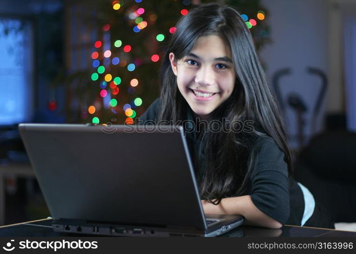 Young girl on a laptop