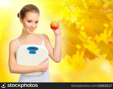 Young girl on autumnal background