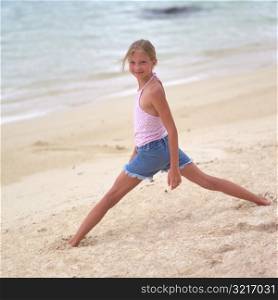 Young Girl on Beach at Moorea in Tahiti