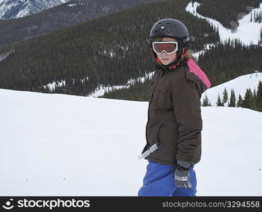 Young girl on the ski slopes in Vail, Colorado