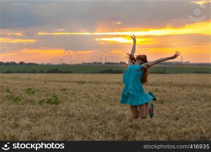 young girl on the wheat field
