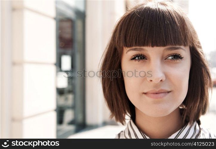 young girl outside, special toned photo f/x, focus point on eye