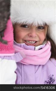 Young girl prepared for the cold