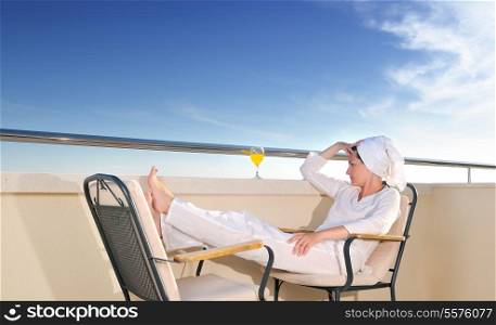 young girl siting in chair and relaxing