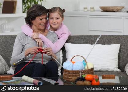 Young girl spending time with grandma
