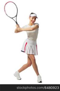 Young girl tennis player isolated (without ball ver)