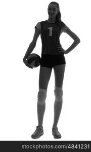 Young girl volleyball player isolated