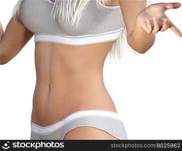 Young Girl With Beautiful Body Over White Background