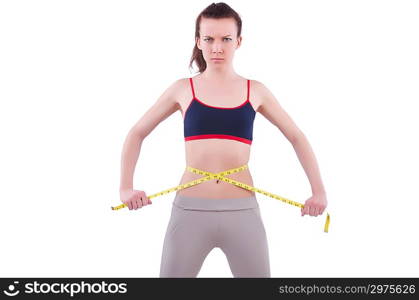 Young girl with centimeter in dieting concept