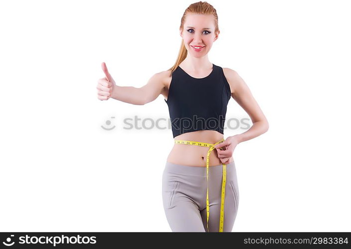 Young girl with centimeter in dieting concept