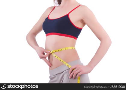 Young girl with centimeter in dieting concept