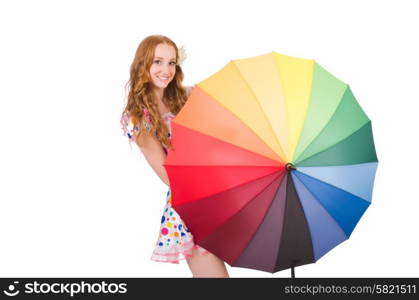Young girl with colourful umbrella