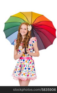 Young girl with colourful umbrella