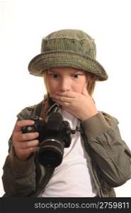 Young girl with SLR-like digital camera