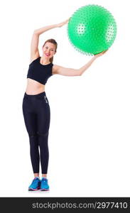 Young girl with swiss ball doing exercise