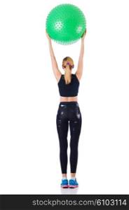 Young girl with swiss ball doing exercise