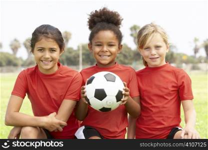Young Girls In Football Team