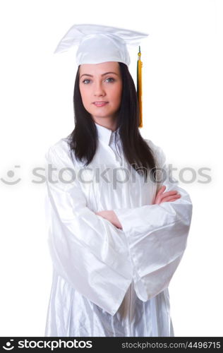 Young graduate isolated on the white background