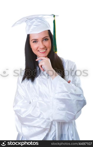 Young graduate isolated on the white background