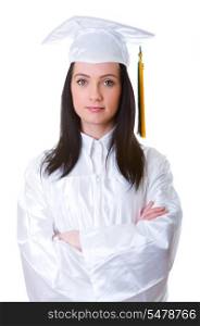 Young graduate isolated on the white background