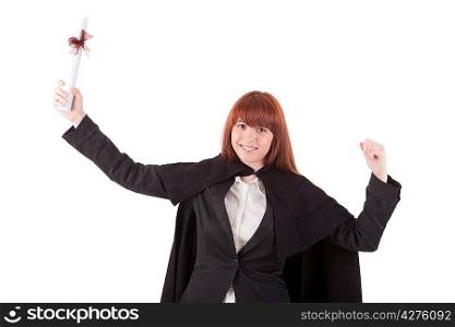 Young graduated woman in university costume