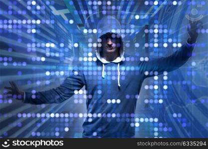 Young hacker in cyber security concept