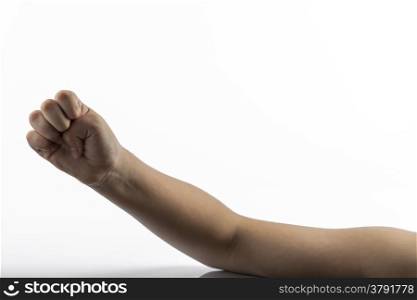 Young hand make fist gesture