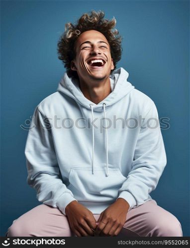 Young handome man smiling wearing sweatshirt isolated , Created with Generative Ai Technology