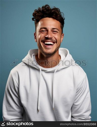 Young handome man smiling wearing sweatshirt isolated , Created with Generative Ai Technology