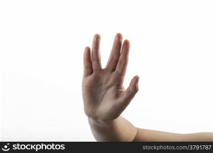 Young hands make Vulcan Salute: Long Live and Prosper