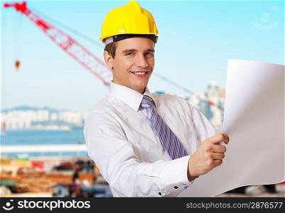 Young handsome builder