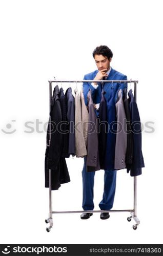 Young handsome businessman in clothing concept 